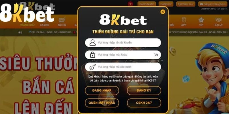 Thao tác đăng nhập trang chủ đơn giản